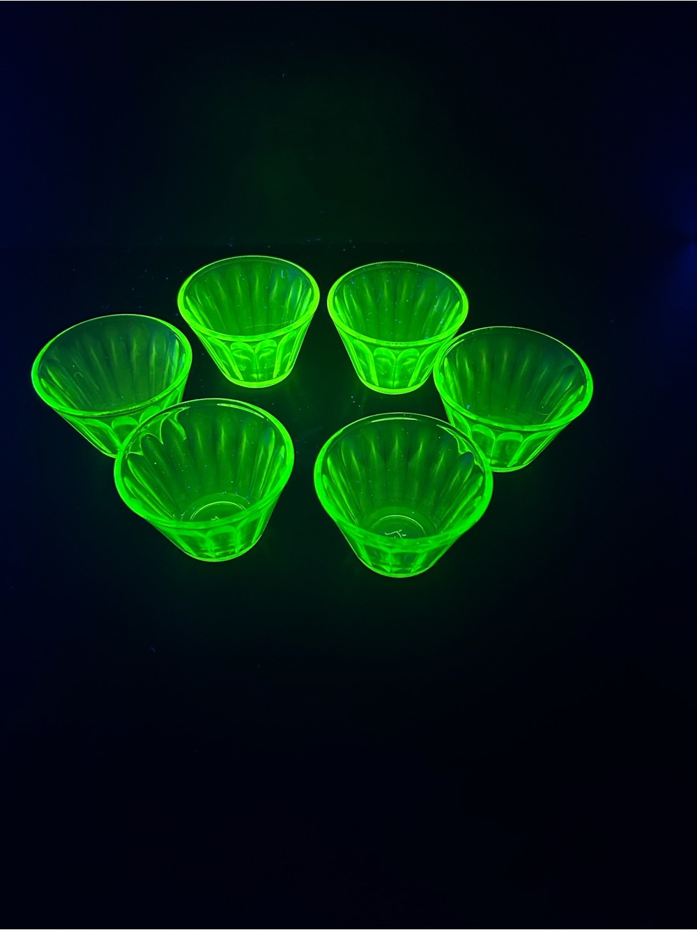 Set of 6 Uranium glass custard bowls.
